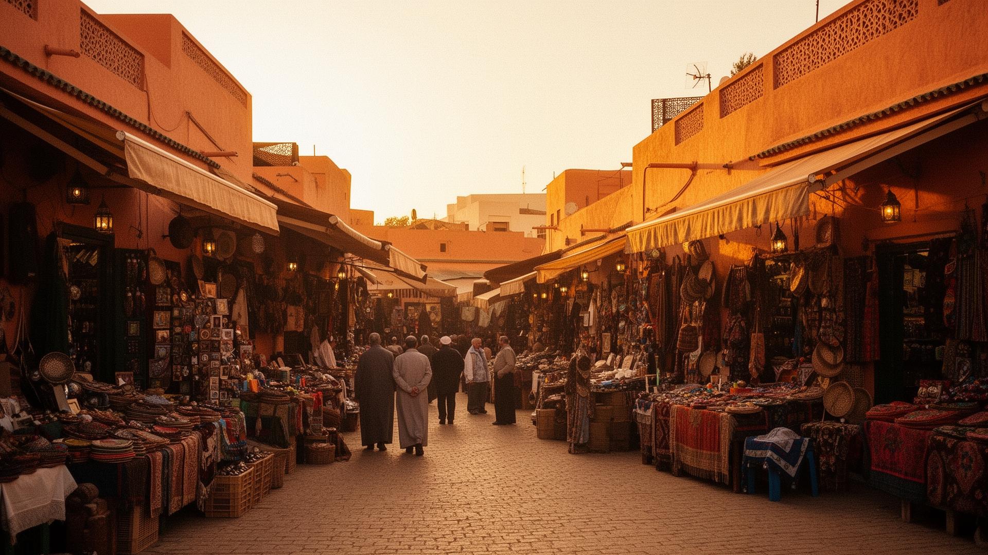 Atmospheric market at golden hour